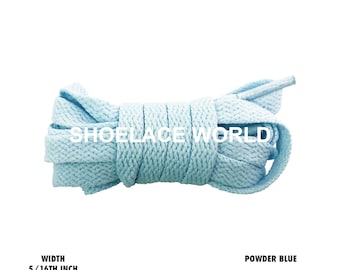 Powder Blue Classic Flat Shoelaces 5/16 Inch 8mm Laces Ships Out From The USA Next Day