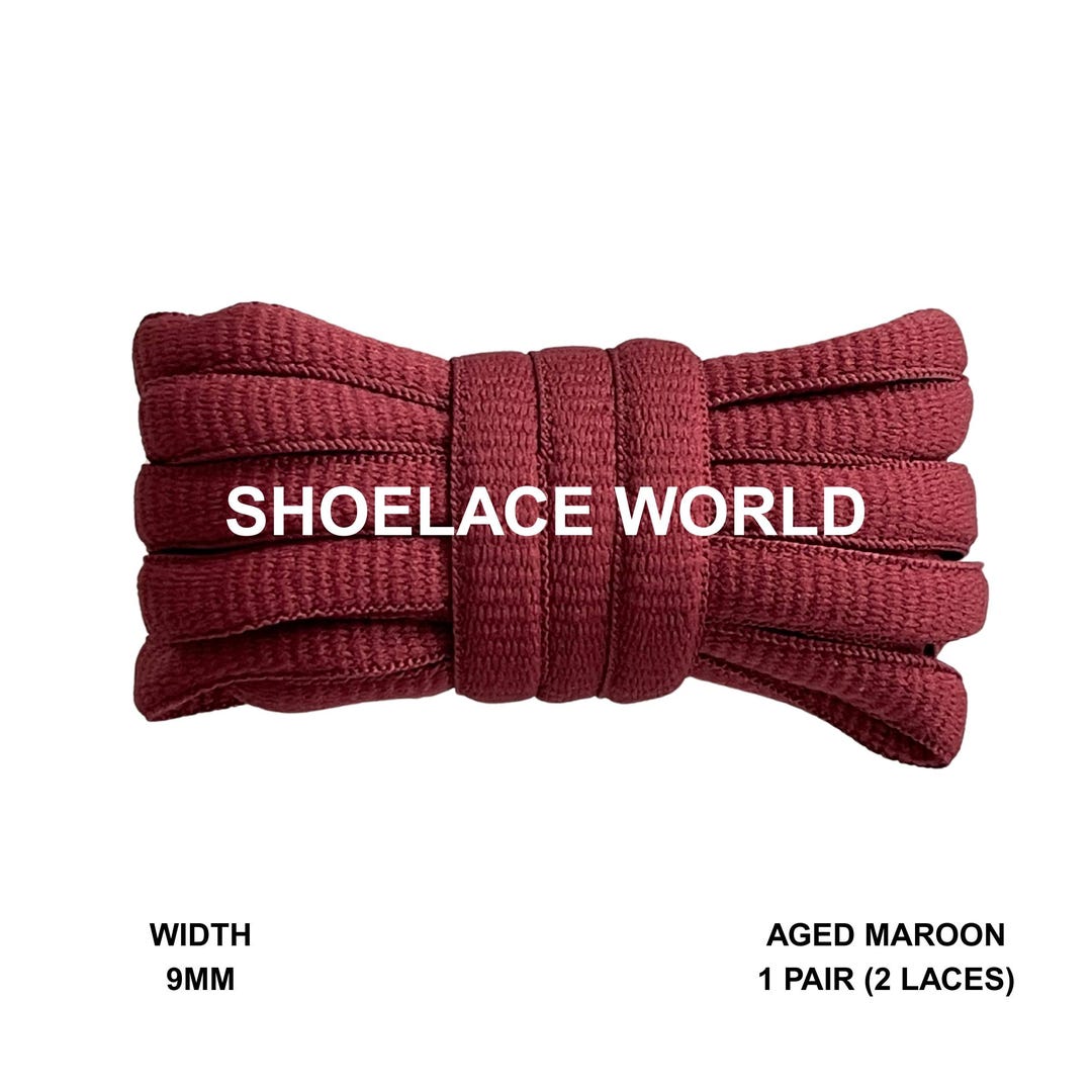 Aged Maroon Oval Wide V2 Shoelaces 9mm Compatible SB Replacement Dunk ...