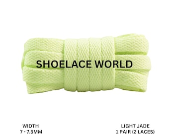 Light Jade Slim Flat Shoelaces 7-7.5mm Laces Ships Out From The USA Next Day