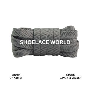 Stone Slim Flat Shoelaces 7-7.5mm Laces Ships Out From The USA Next Day