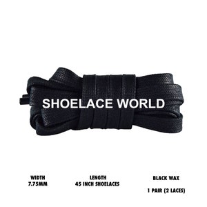 Schwarz leicht gewachst 45 Zoll Flache Schnürsenkel 7,75 mm Wachs Schnürsenkel Versand aus den USA am nächsten Tag