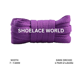 Dark Orchid Slim Flat Shoelaces 7-7.5mm Laces Ships Out From The USA Next Day
