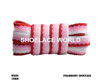 Strawberry Shortcake Triple Flat Premium Shoelaces 10mm Laces Ships Out From The USA Next Day