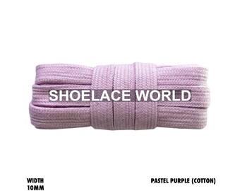 Pastel Purple Wide Cotton Flat Shoelaces 10mm Laces Ships Out From The USA Next Day