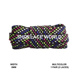 Multicolor Muster Flache Schnürsenkel 8 mm Bunte Muster Schnürsenkel Versand aus den USA am nächsten Tag