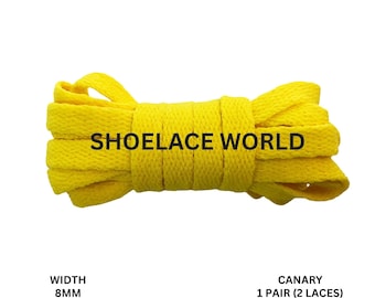Canary Classic Flat Shoelaces 5/16 Inch 8mm Laces Ships Out From The USA Next Day