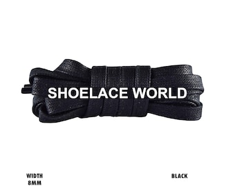 Black Waxed Premium Flat Shoelaces 8mm Wax Laces Ships Out From The USA Next Day