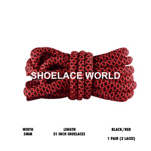 Schwarz / Rot 51 Zoll Soft Rope Schnürsenkel 5mm Bunte Zwei Ton Schnürsenkel Schiffe aus den USA am nächsten Tag