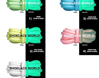 Glow In The Dark Classic Rope Shoelaces 5mm - 5.25mm Classic Luminescent Laces Ships Out From The USA Next Day
