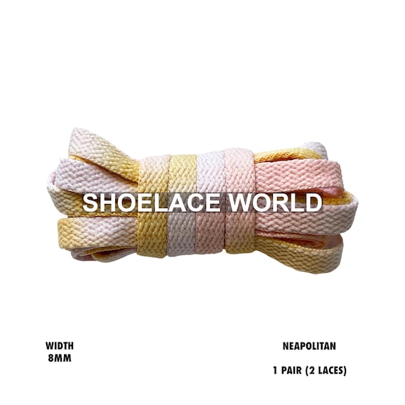 Neapolitan Faded Tie Dye Premium Flat Shoelaces 8mm Vintage