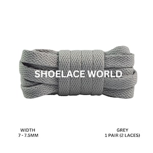 Grey Slim Flat Shoelaces 7-7.5mm Laces Ships Out From The USA Next Day