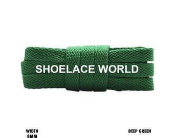 Deep Green Flat Shoelaces 8mm Laces Ships Out From The USA Next Day