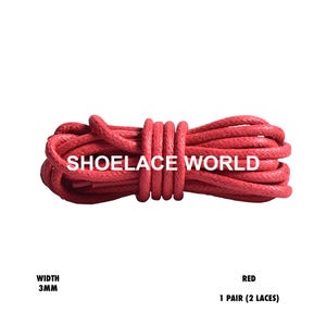 Red Rope Thin Wax Shoelaces 3mm Laces Ships Out From The USA Next Day