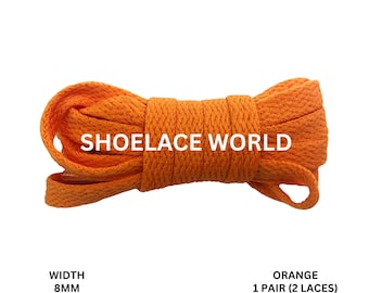 Orange Classic Flat Shoelaces 5/16 Inch 8mm Laces Ships Out From The USA Next Day
