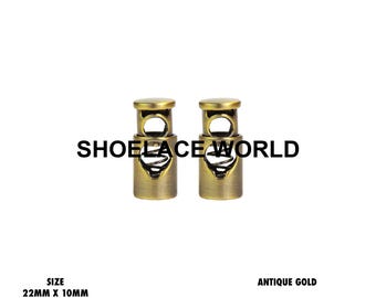 Antique Gold Metal Shoelace Lace Locks Premium Lace Stoppers Ships Out From The USA Next Day