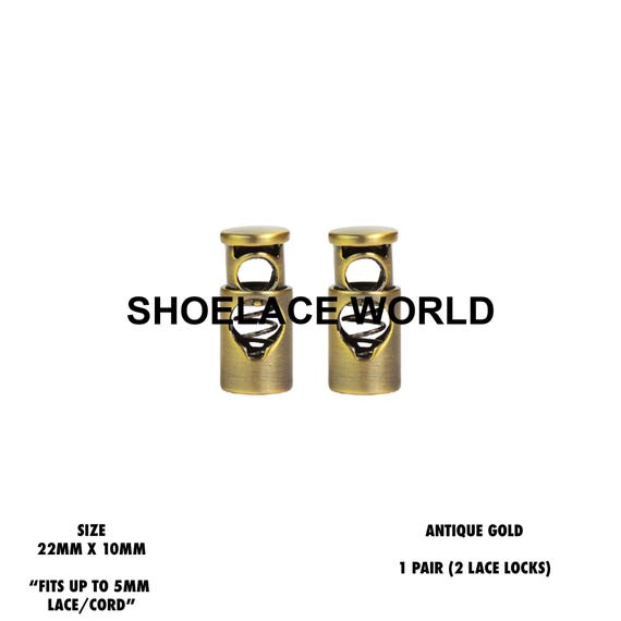 Antique Gold Metal Shoelace Lace Locks Premium Lace Stoppers Ships