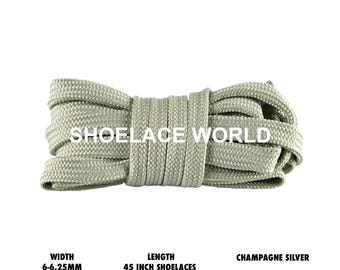 Cordones deportivos planos, delgados y huecos de 45 pulgadas, color champán plateado, de 6 a 6,25 mm, para correr. Envío desde EE. UU. al día siguiente.