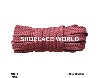 Faded Fuchsia Slim Flat Double Threaded Shoelaces 7mm Laces Ships Out From The USA Next Day