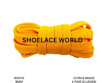 Citrus Maize Classic Flat Shoelaces 5/16 Inch 8mm Laces Ships Out From The USA Next Day