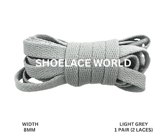 Cordones planos clásicos gris claro de 8 mm y 5/16 de pulgada. Envío desde EE. UU. al día siguiente.