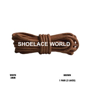 Brown Rope Thin Wax Shoelaces 3mm Laces Ships Out From The USA Next Day