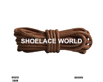 Brown Rope Thin Wax Shoelaces 3mm Laces Ships Out From The USA Next Day