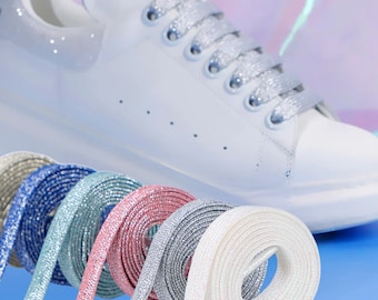 Flat Glitter Shoelaces 10mm Wide Laces Ship Fast From The USA Next Day #1 Cute Glamorous Girly Glitter Laces Top Trending In The World