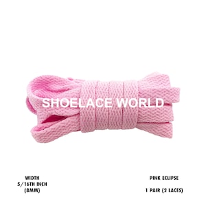 Pink Eclipse Classic Flat Shoelaces 5/16 Inch 8mm Laces Ships Out From The USA Next Day