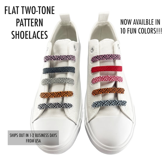 Funky Flat 9mm Two Tone Multicolor Shoelaces Best Trendy Pop Laces