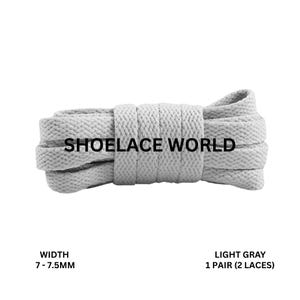 Light Grey Slim Flat Shoelaces 7-7.5mm Laces Ships Out From The USA Next Day