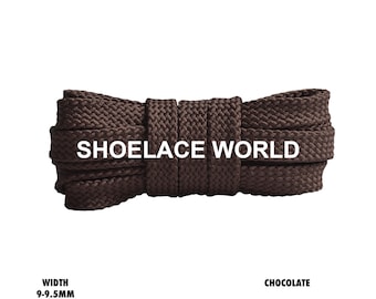 Chocolate Flat Double Threaded Shoelaces 9-9.5mm Laces Ships Out From The USA Next Day