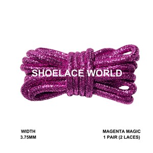 Magenta Magic Glitter Rope Shoelaces 3.75mm Colorful Pattern Laces Ships Out From The USA Next Day