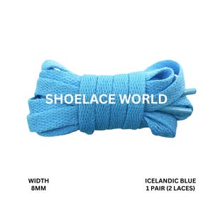 Icelandic Blue Classic Flat Shoelaces 5/16 Inch 8mm Laces Ships Out From The USA Next Day