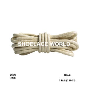 Cream Rope Thin Wax Shoelaces 3mm Laces Ships Out From The USA Next Day