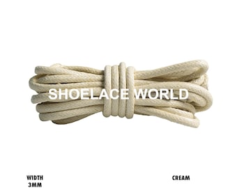 Cream Rope Thin Wax Shoelaces 3mm Laces Ships Out From The USA Next Day
