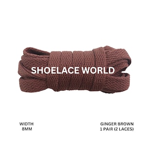Ginger Brown Classic Flat Shoelaces 5/16 Inch 8mm Laces Ships Out From The USA Next Day