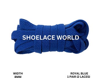 Royal Blue Classic Flat Shoelaces 5/16 Inch 8mm Laces Ships Out From The USA Next Day