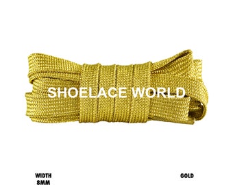 Gold Luxury Glitter Flat Shoelaces 8mm Colorful Pattern Laces Ships Out From The USA Next Day