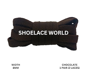Chocolate Classic Flat Shoelaces 5/16 Inch 8mm Laces Ships Out From The USA Next Day