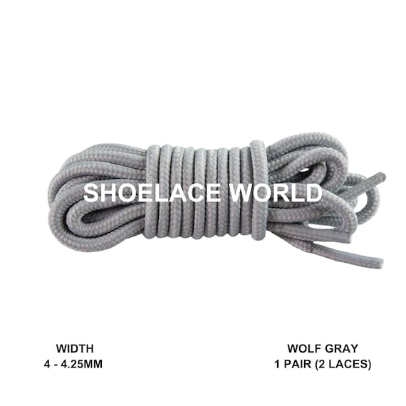 Wolf Grey Thin Round Shoelaces 4mm Classic Colorful Laces