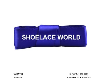 Royal Blue Ribbon Shoelaces 19mm 3/4th Inch Velvet Satin Laces Ships Fast From The USA