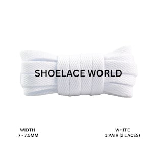 White Slim Flat Shoelaces 7-7.5mm Laces Ships Out From The USA Next Day