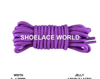 Jelly Thin Round Shoelaces 4mm - 4.25mm Classic Colorful Laces Ships Out From The USA Next Day