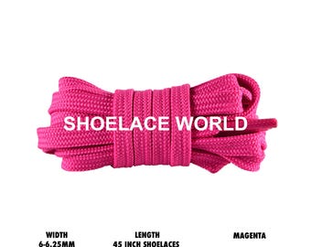 Cordones planos, huecos y delgados de color magenta de 45 pulgadas, de 6 a 6,25 mm, para correr, con un diseño vibrante. Envío desde EE. UU. al día siguiente.