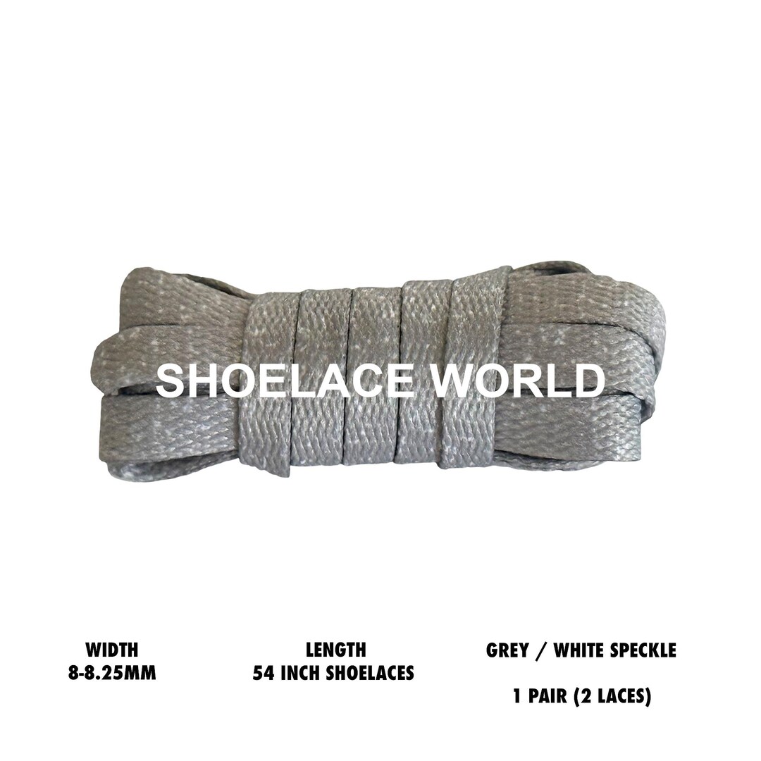 Grey / White Speckle 54 Inches Flat Shoelaces 8-8.25mm Laces Ships Out ...