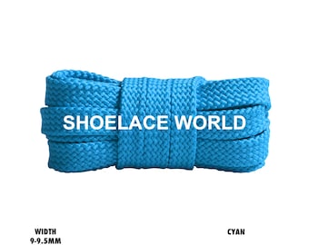 Cyan Flat Double Threaded Shoelaces 9-9.5mm Laces Ships Out From The USA Next Day