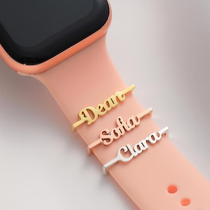 Personalized Apple Watch Band Name Charm, Sterling Silver Watch Jewelry, Gift for Her, Apple Watch Strap Charm, Custom Name Charm,