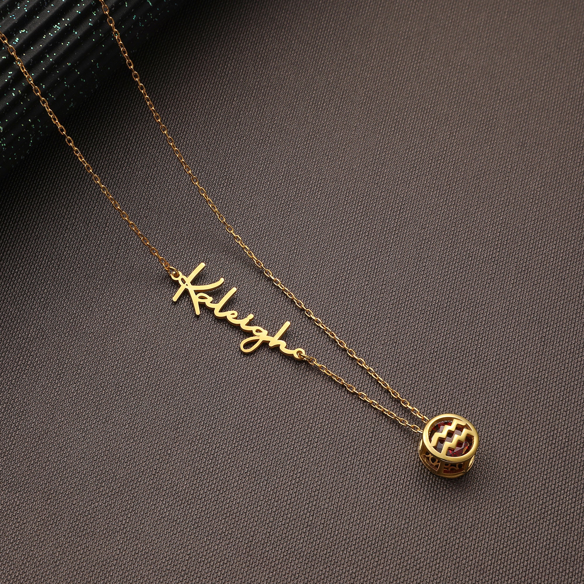 Handmade Zodiac Necklace, Mother's Day Gift for Her, Unique Birthday Gift with Pisces Charm, March Birthday Necklace with Custom Name Zodiac