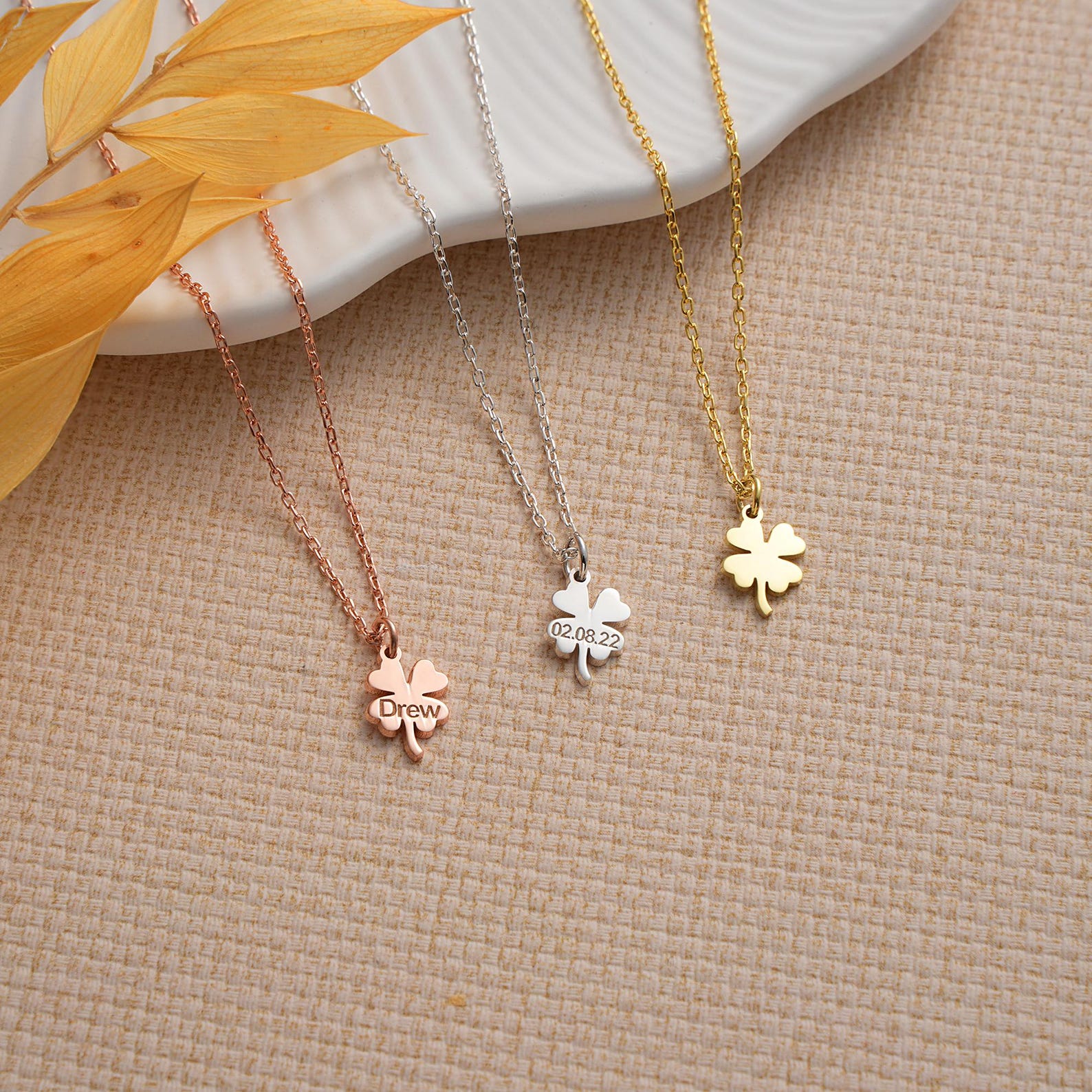 Elegant Clover Necklace With Symbol and Letter, Silver Clover Necklace ...