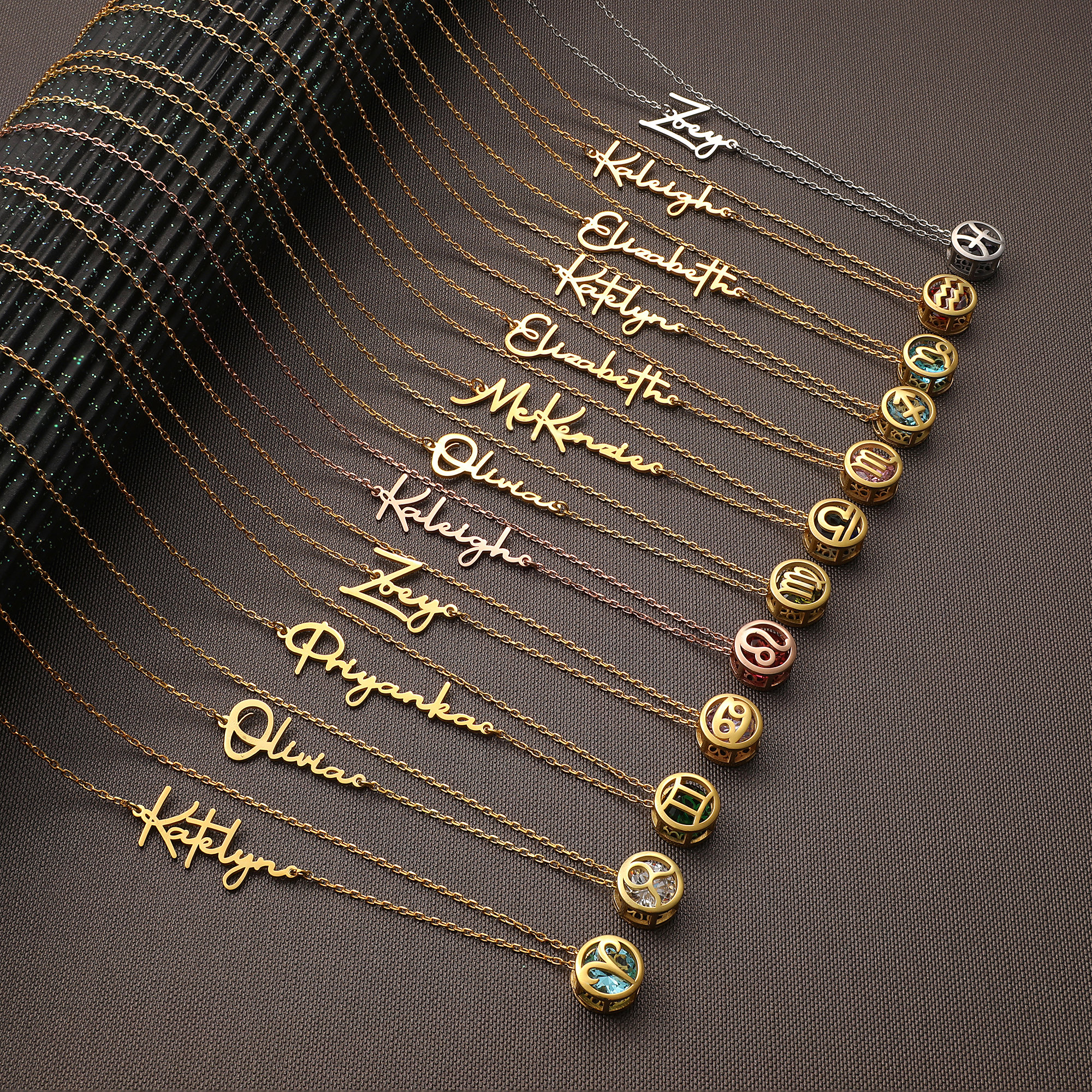 Handmade Zodiac Necklace, Mother's Day Gift for Her, Unique Birthday Gift with Pisces Charm, March Birthday Necklace with Custom Name Zodiac